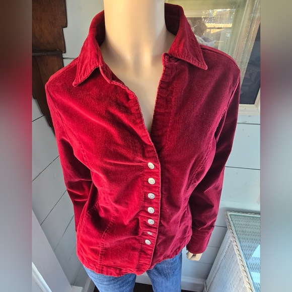 Vintage 90's Live A Little  Red Women's Corduroy  Jacket Snap Closure Sz Med - Picture 3 of 7